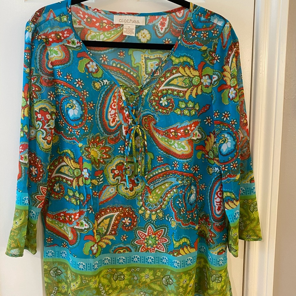 Multi-color sheer blouse